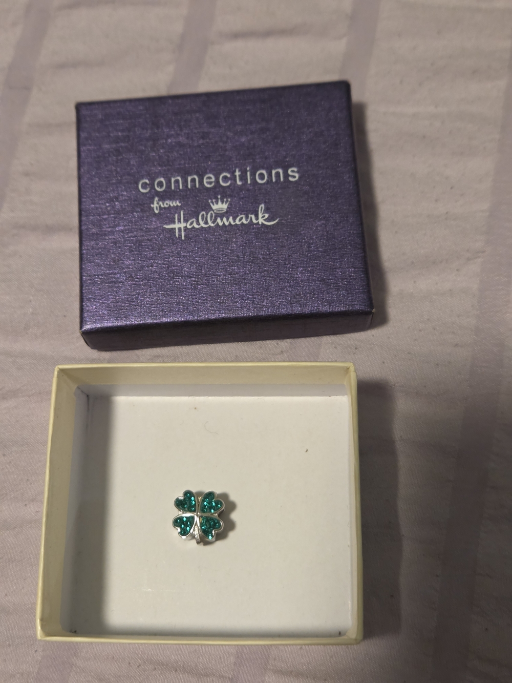 Hallmark Green Four-Leaf Clover Brooch with Sparkling Stones